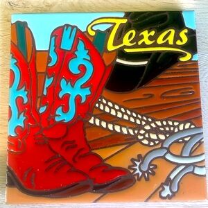 Earthtones hand painted Texas tile